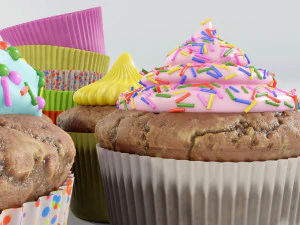 Kolekcja babeczek Model 3D