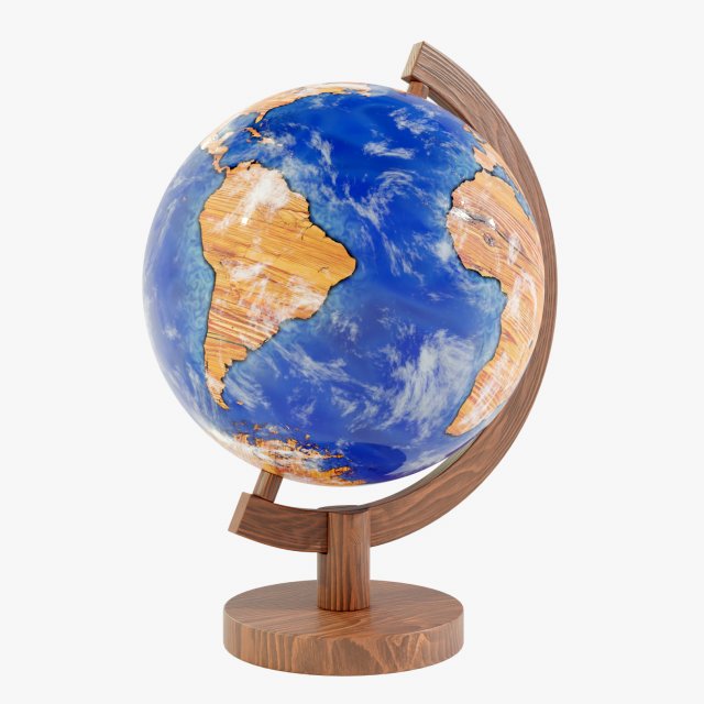 Epoxy Resin and Wood Globe Model 3D .c4d .max .obj .3ds .fbx .stl .blend 