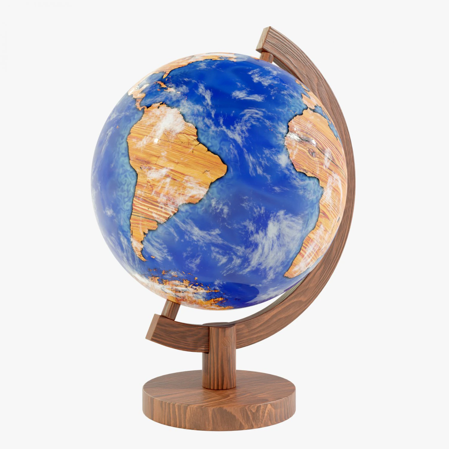Epoxy Resin and Wood Globe 3D Model .c4d .max .obj .3ds .fbx .stl .blend 