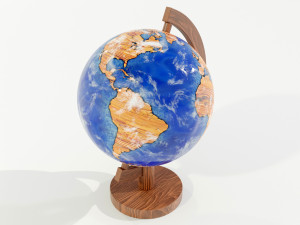 Epoxy Resin and Wood Globe Model 3D