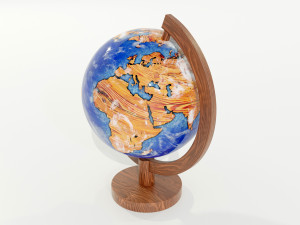 Epoxy Resin and Wood Globe Model 3D