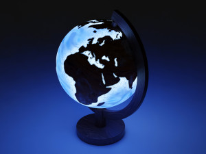 Epoxy Resin and Wood Globe Model 3D