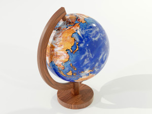 Epoxy Resin and Wood Globe Model 3D