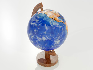 Epoxy Resin and Wood Globe Model 3D