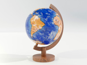 Epoxy Resin and Wood Globe Model 3D