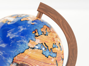 Epoxy Resin and Wood Globe Model 3D