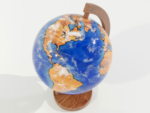 Epoxy Resin and Wood Globe Model 3D