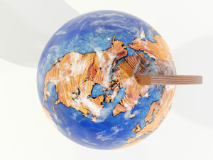 Epoxy Resin and Wood Globe Model 3D