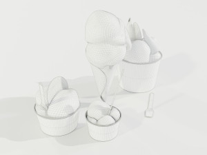 Ice Cream Cone and Cups 3D Модель