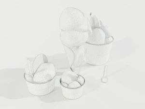 Ice Cream Cone and Cups 3D Model