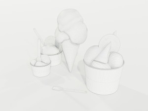 Ice Cream Cone and Cups 3D Модель