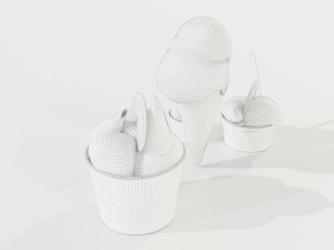 Ice Cream Cone and Cups 3D Модель