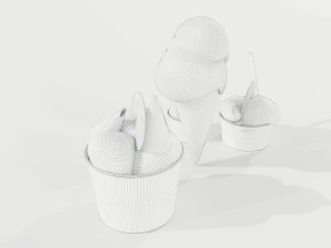 Ice Cream Cone and Cups 3D Model