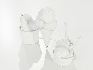 Ice Cream Cone and Cups 3D Модель
