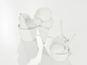 Ice Cream Cone and Cups 3D Model