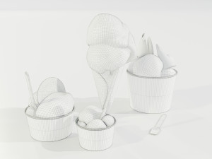 Ice Cream Cone and Cups 3D Модель