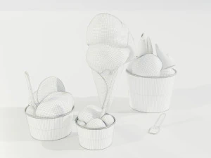 Ice Cream Cone and Cups 3D Model