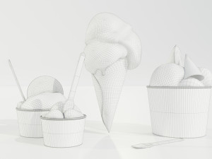Ice Cream Cone and Cups 3D Модель
