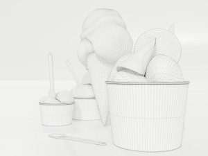 Ice Cream Cone and Cups 3D Модель