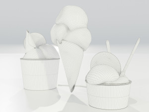 Ice Cream Cone and Cups 3D Модель