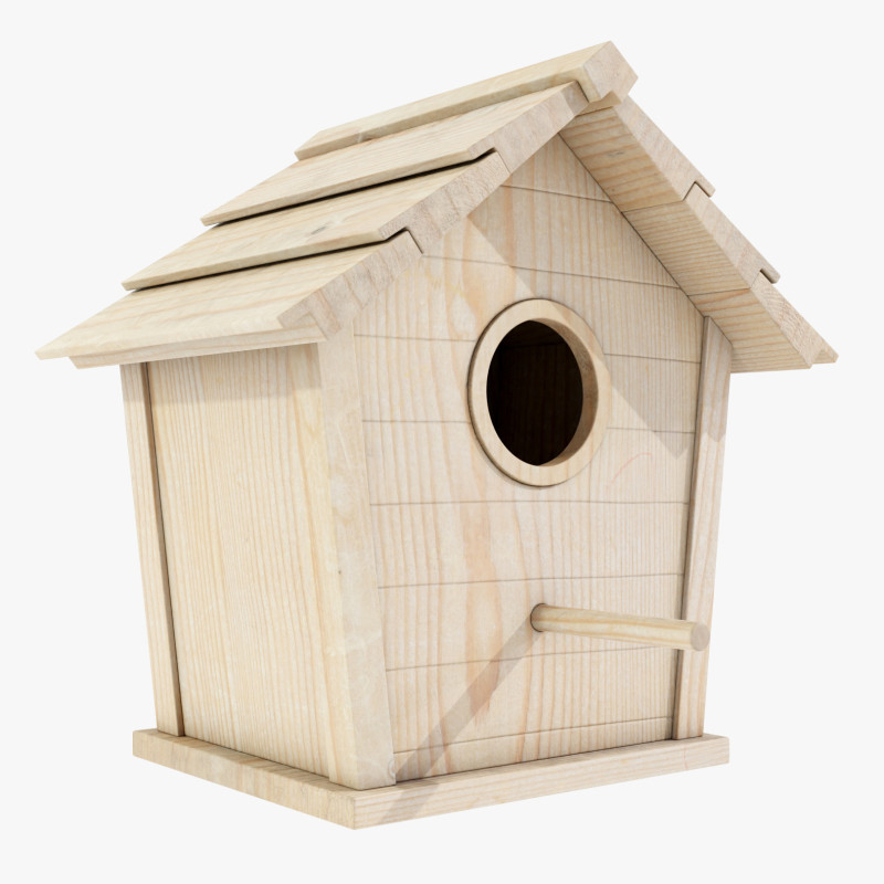 Wooden Birdhouse Modello 3D .c4d .max .obj .3ds .fbx .stl .blend 