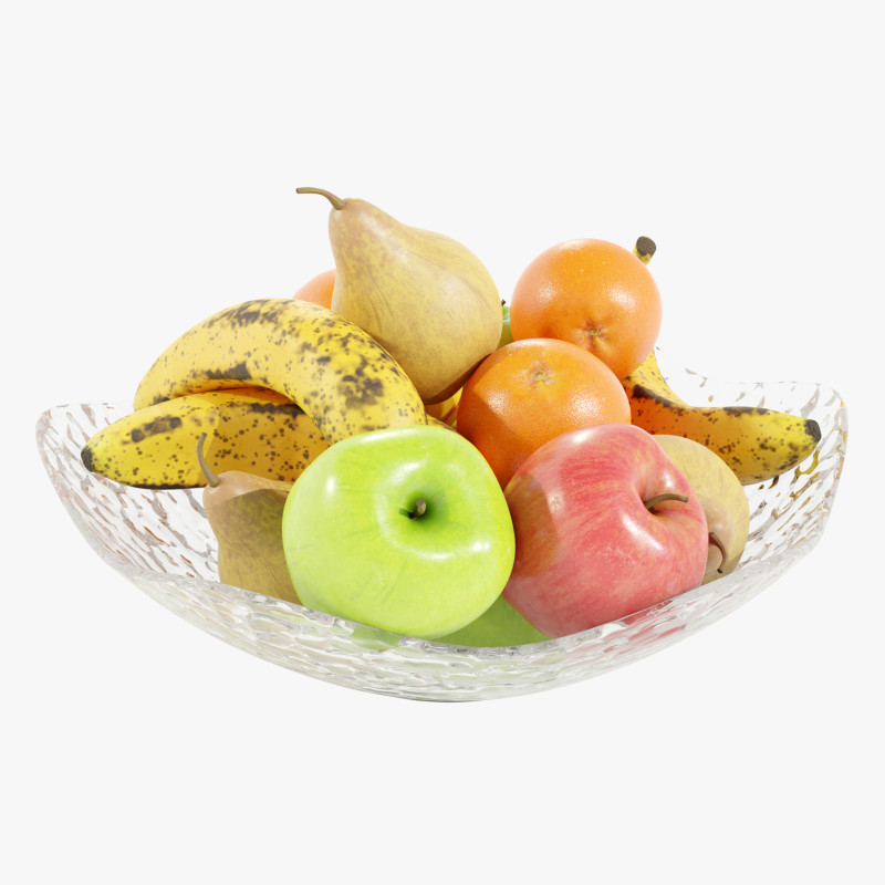 Bowl with Fruits 3D Model .c4d .max .obj .3ds .fbx .stl .blend 