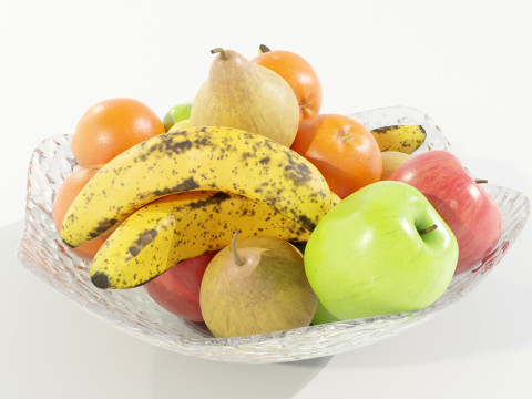 Bowl with Fruits 3D Model