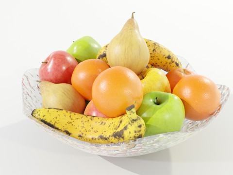 Bowl with Fruits 3D Model