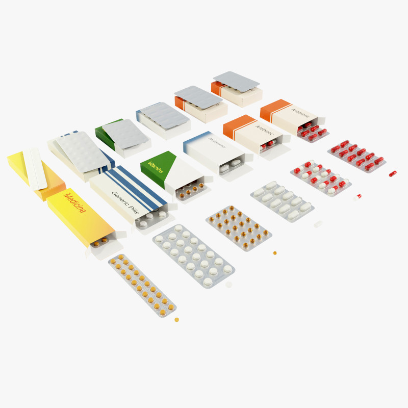 Medicine Packages Model 3D .c4d .max .obj .3ds .fbx .stl .blend