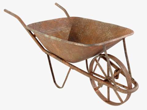 Old Rusty Wheelbarrow 3D Model