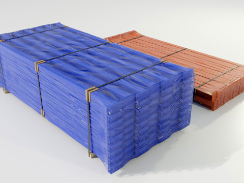 Stacks of Pallet rack horizontal beams Model 3D