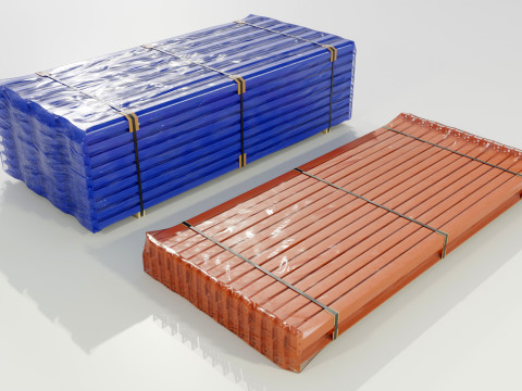 Stacks of Pallet rack horizontal beams Model 3D