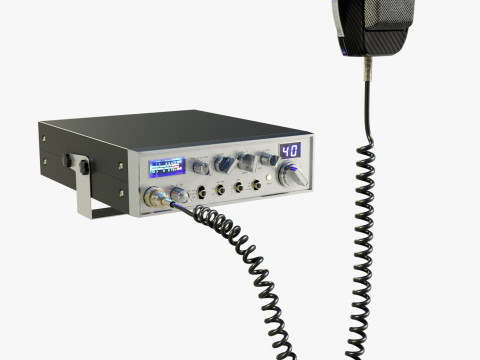 CB Radio with Microphone 3D मॉडल