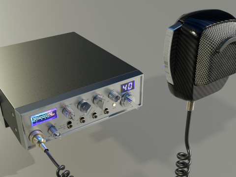 CB Radio with Microphone 3D Model
