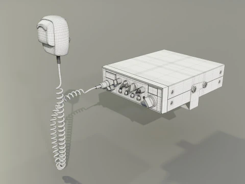 CB Radio with Microphone 3D Model