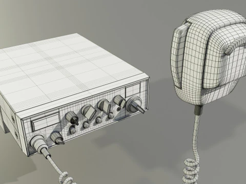 CB Radio with Microphone 3D Model