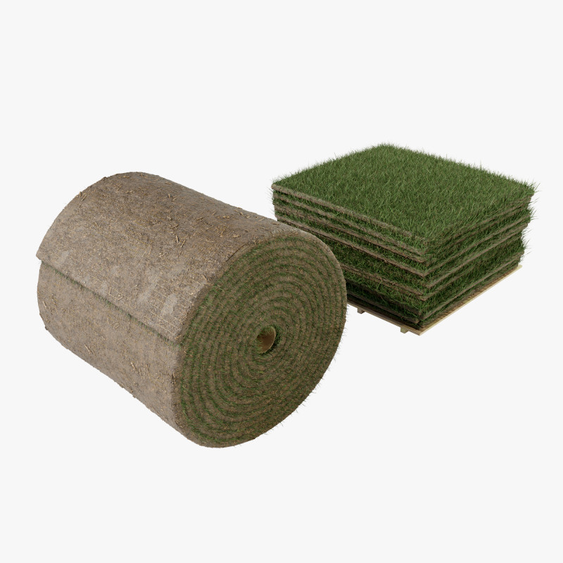 Grass Sod Stack and Roll 3D Модель .c4d .max .obj .3ds .fbx .stl .blend