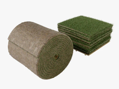 Graszoden stapelen en rollen 3D Model