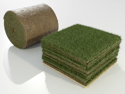 Grass Sod Stack and Roll 3D Модель
