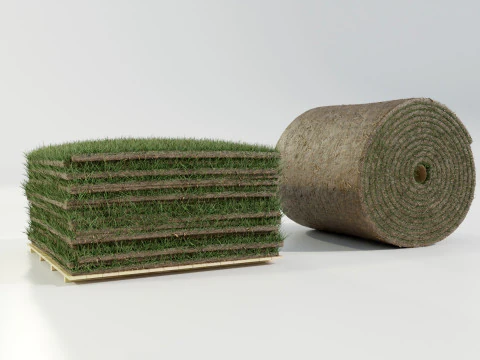 Grass Sod Stack and Roll 3D Model