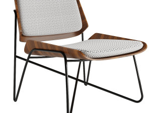 Wooden lounge chair with metal legs Modelo 3D