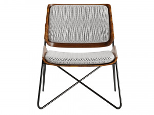 Wooden lounge chair with metal legs 3D Model