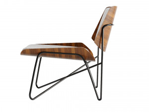 Wooden lounge chair with metal legs 3D Model