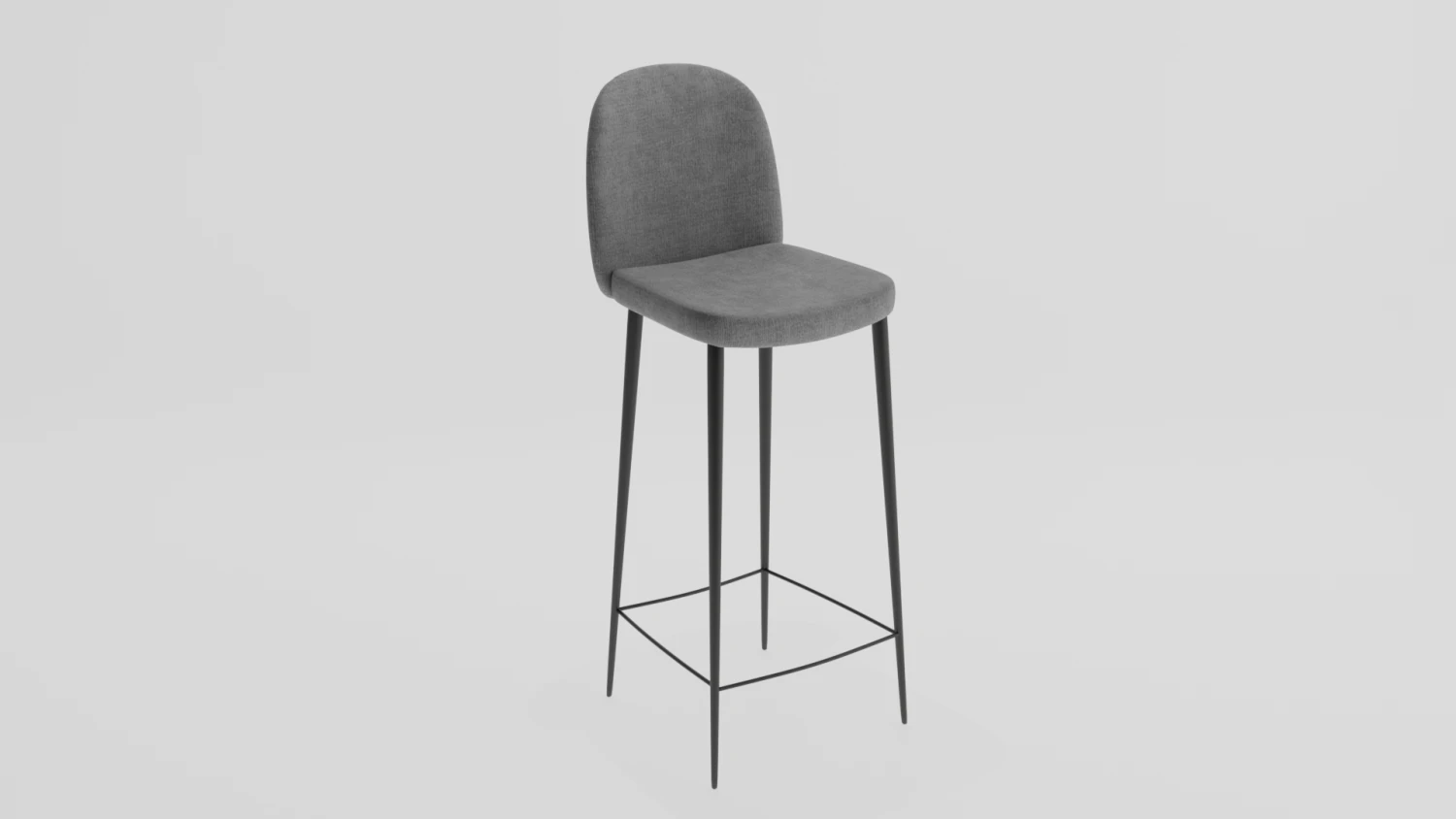 Bar stool gray velvet 3D Model .c4d .max .obj .3ds .fbx .stl .blend 