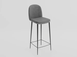 Banqueta alta veludo cinza Modelo 3D