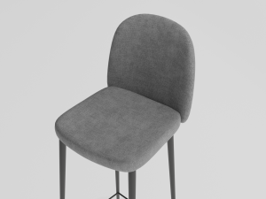 Bar stool gray velvet 3D Model