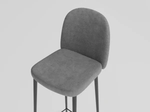 Bar stool gray velvet 3D Model