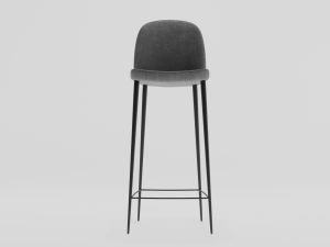 Bar stool gray velvet 3D Model