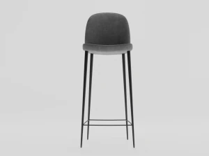 Bar stool gray velvet 3D Model