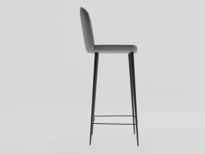 Bar stool gray velvet 3D Model